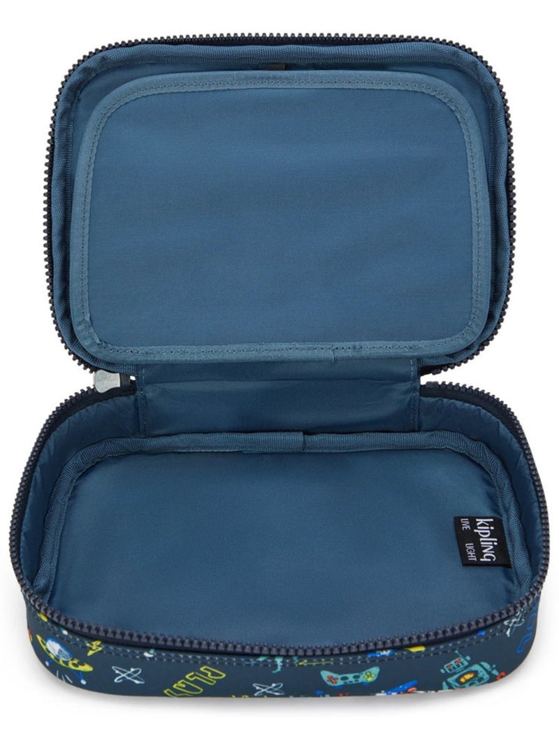 Trousse grande rectangulaire polyester imprimé Space Game Kipling Bleu Multicolore - Kiabi