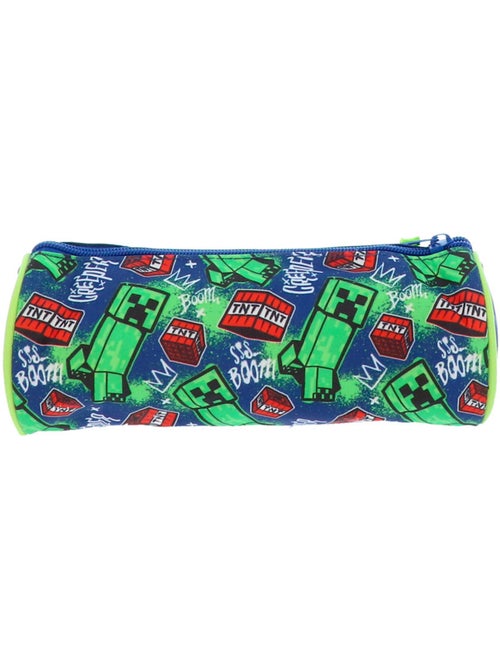Trousse Minecraft Creeper Boom cylindrique 22 cm à zip - Kiabi