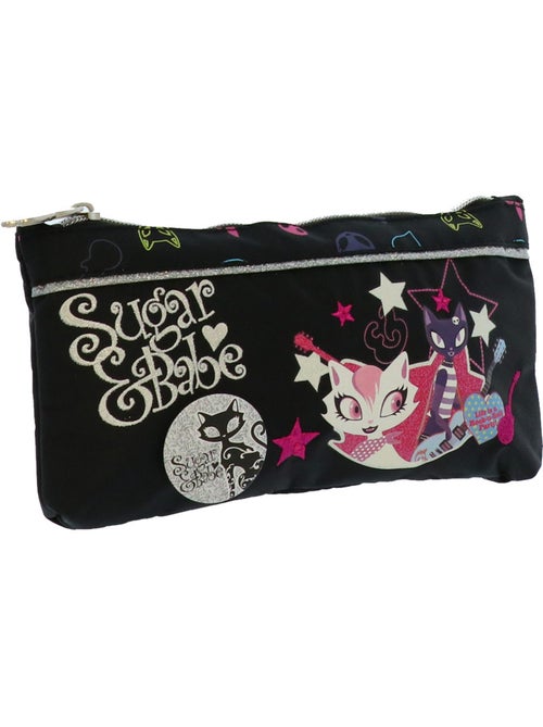 Trousse plate Sugar & Babe imprimé Chats Pop-rock 21 CM - Kiabi Trousse plate Sugar & Babe imprimé Chats Pop-rock 21 CM - Kiabi