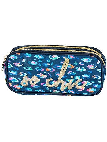 Trousse rectangulaire 2 compartiments 22 cm motifs dorés ETTAVEE