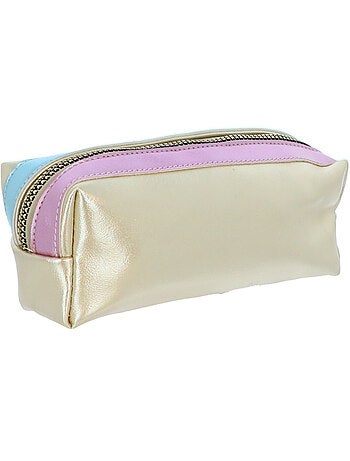 Trousse rectangulaire 22 cm deux compartiments fermeture éclair Marshmallow