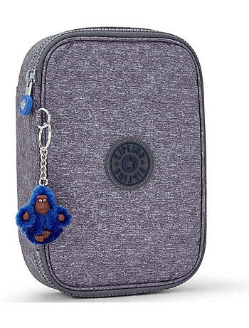 Trousse rectangulaire à fermeture zippée Kipling 21 cm gris chiné