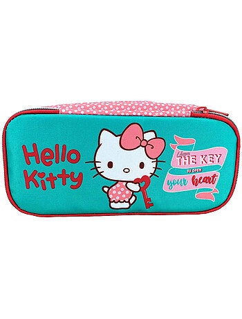 Trousse rectangulaire 'Hello Kitty' 23 cm à 2 compartiments zippés