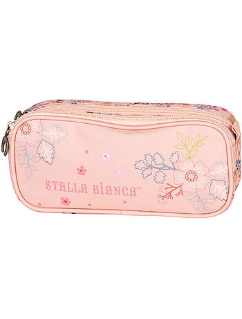 Trousse rectangulaire motif floral synthétique Stalla Bianca