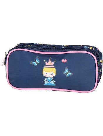 Trousse rectangulaire polyester motif pixel-art gaming princess kip