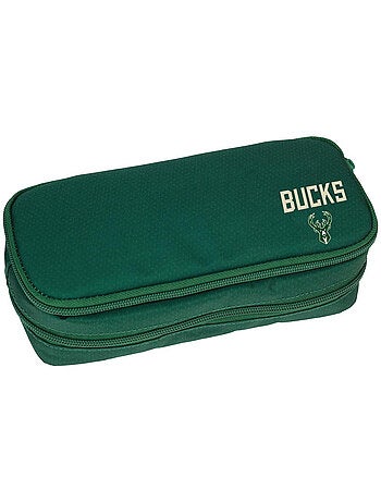 Trousse rectangulaire tissu double zip nba basket usa milwaukee bucks