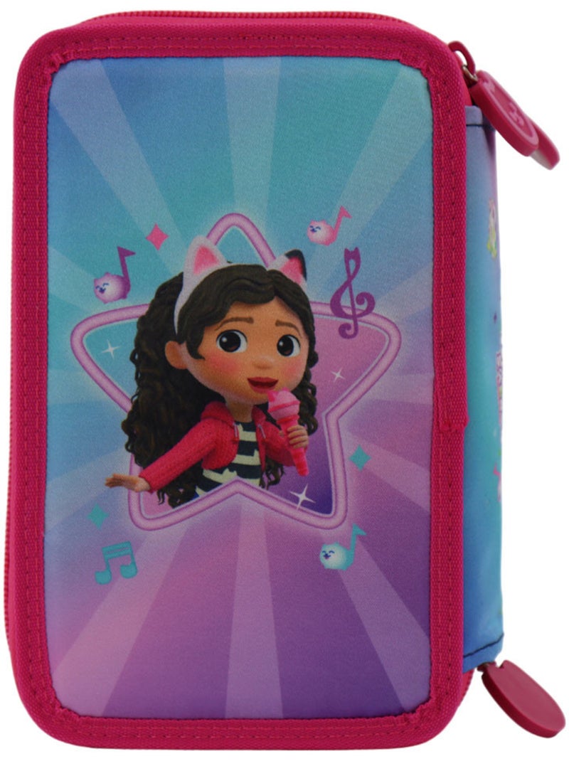 Trousse Remplie 3 compartiments Gabby et la maison magique 20 CM Bleu Rose clair - Kiabi