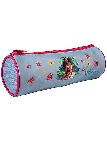 Trousse ronde scolaire fille VAIANA bleu ciel 1 compartiment