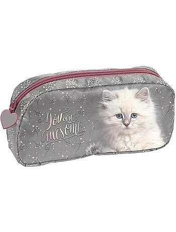 Trousse scolaire polyester imprimé chat photoréaliste PASO