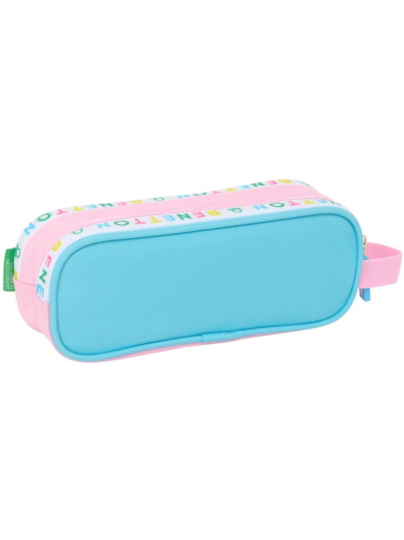 Trousse toile 2 compartiments Blanc Rose Bleu - Kiabi