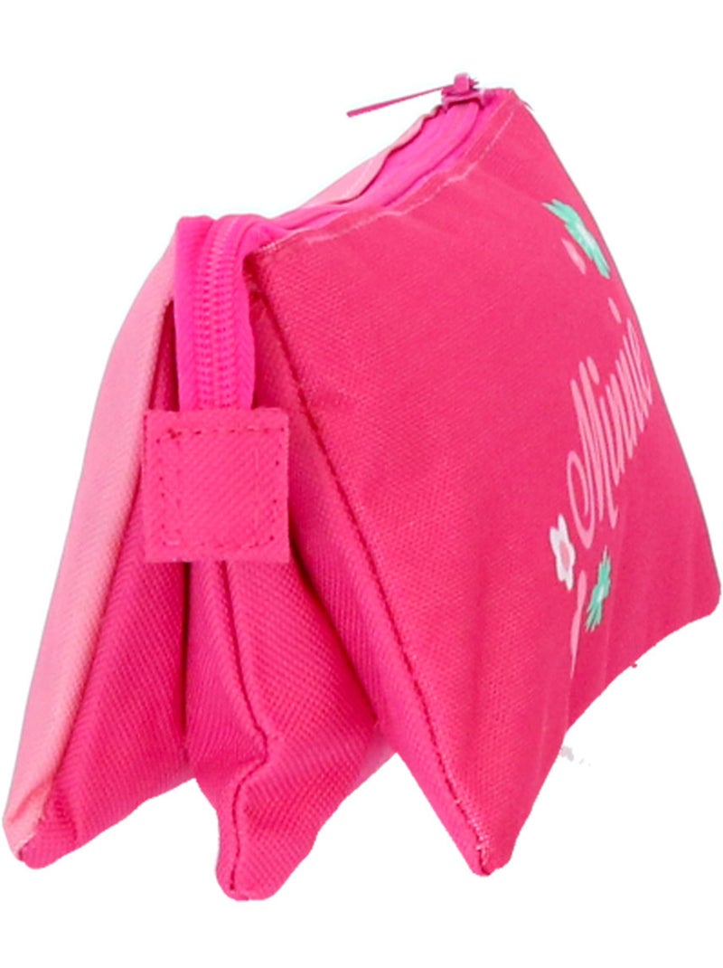Trousse triple compartiment toile Minnie Mouse Disney Rose - Kiabi