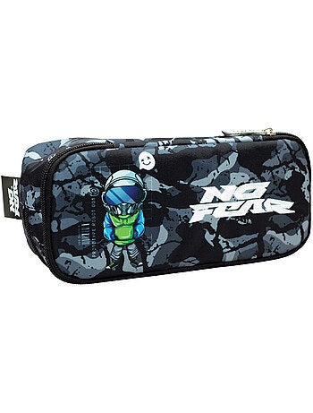 Trousse zippée arrondie en textile matelassé motif robot NO FEAR