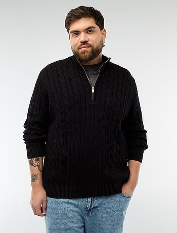 Truckerstrui met rits en kabelpatroon