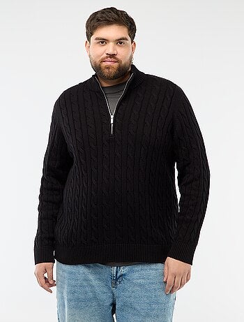 Truckerstrui met rits en kabelpatroon