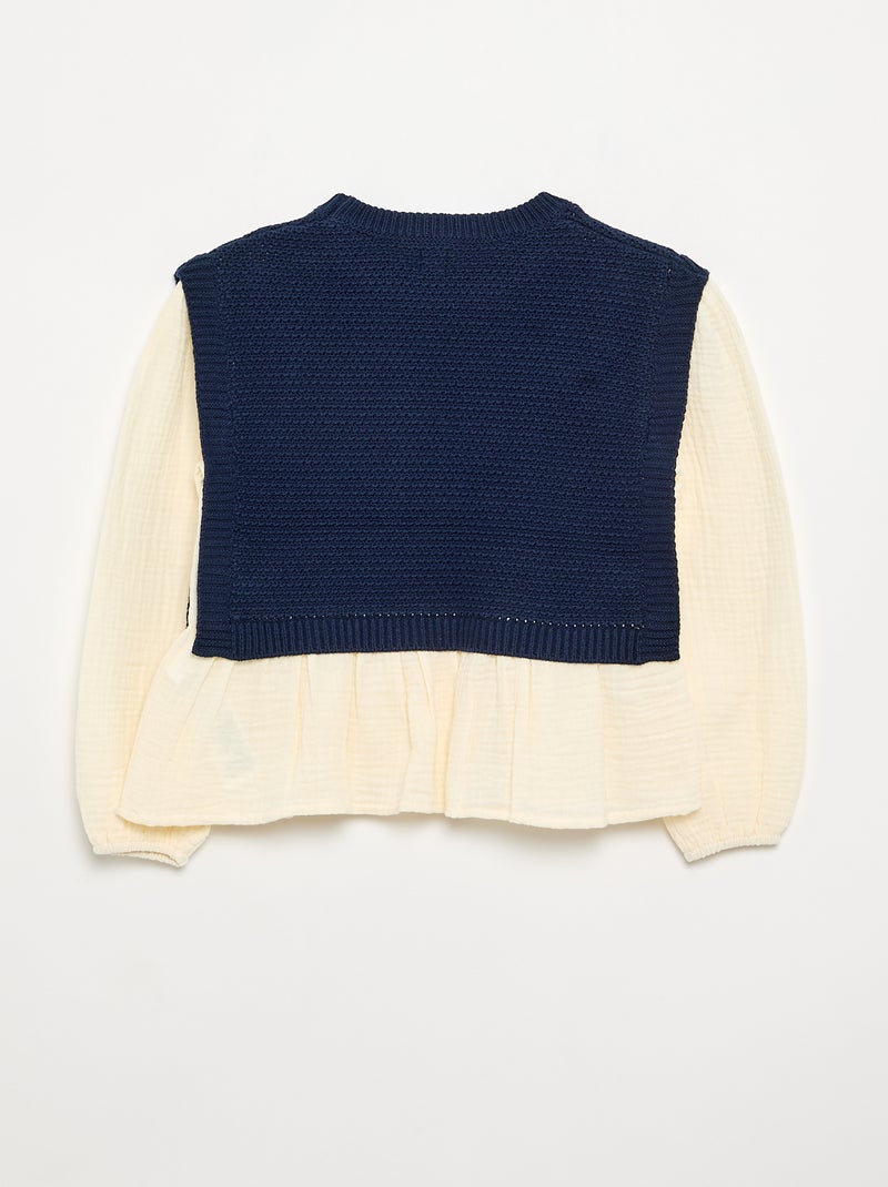 Trui 2-in-1 met bloes-effect Blauw - Kiabi