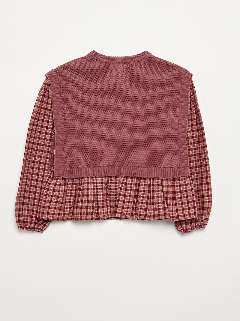 Trui 2-in-1 met blouse-effect Rood - Kiabi