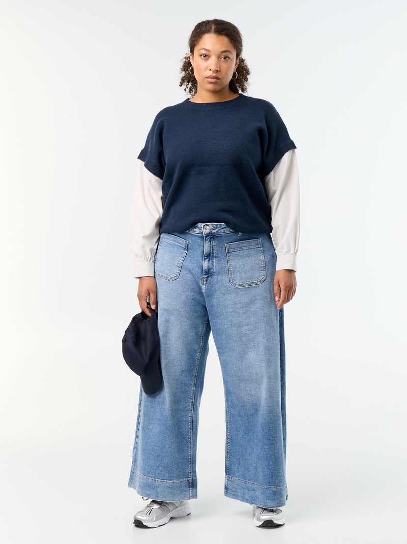 Trui 2-in-1 met overhemd Blauw - Kiabi