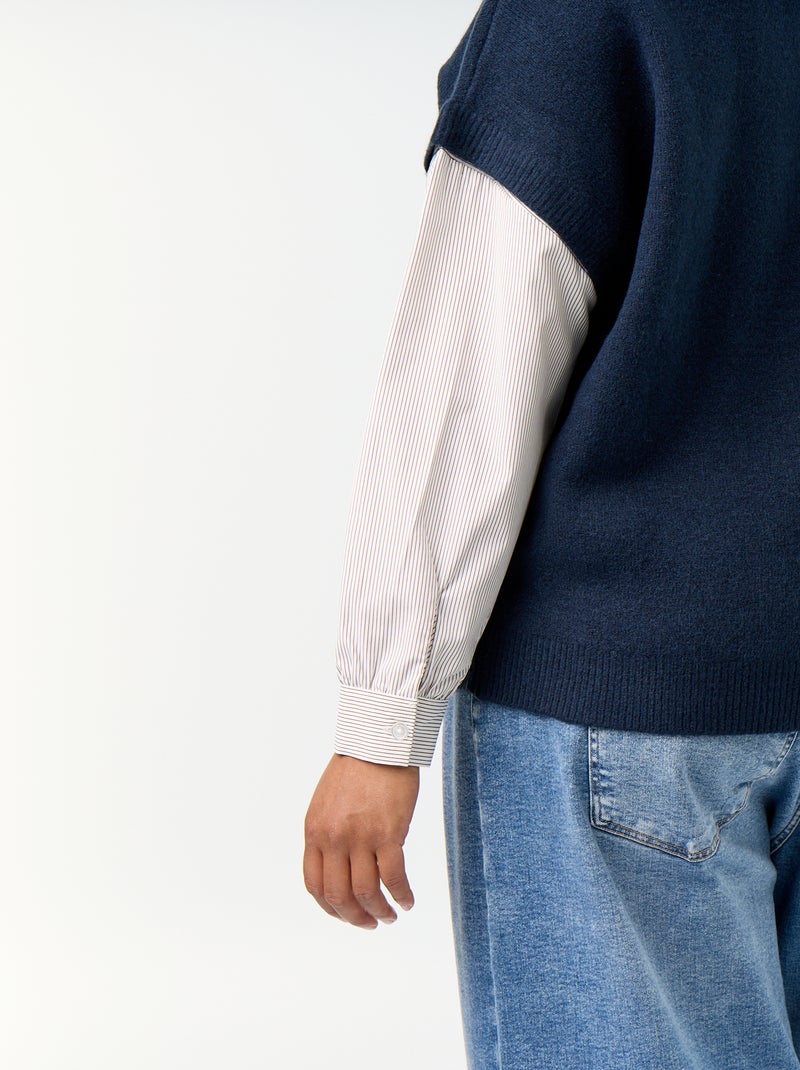 Trui 2-in-1 met overhemd Blauw - Kiabi