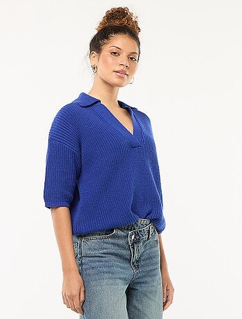 Trui in polostijl met V-hals