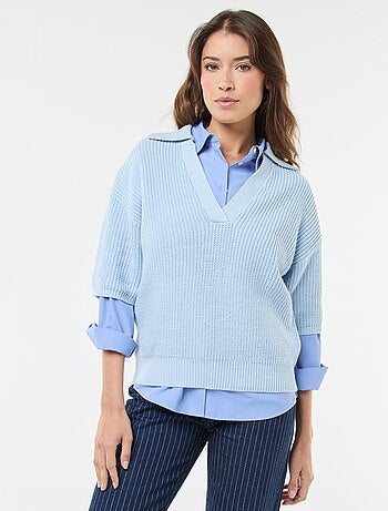 Trui in polostijl met V-hals