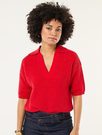 Trui in polostijl met V-hals