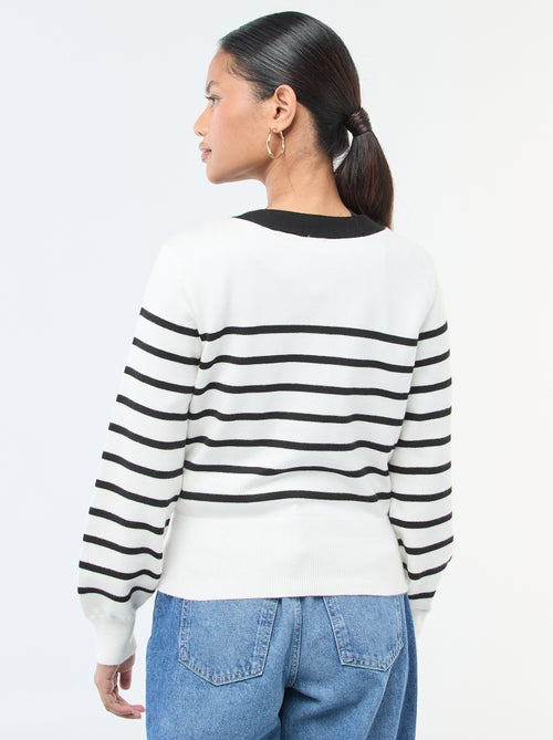 Trui in veststijl met overslag en goudkleurige knoop - Kiabi