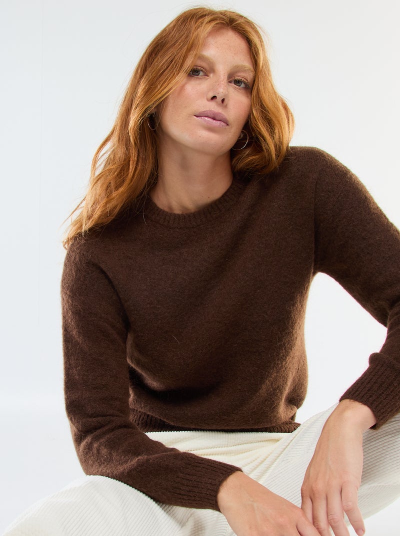 Trui in wol- en mohairmix Bruin - Kiabi
