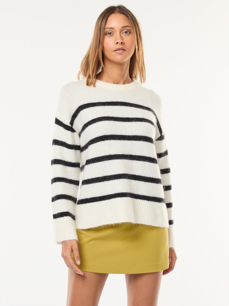 Trui in wol en mohair Wit - Kiabi