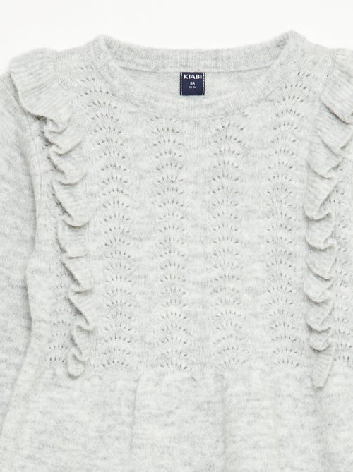 Trui-jurk met ajourbreisel en volants - Kiabi