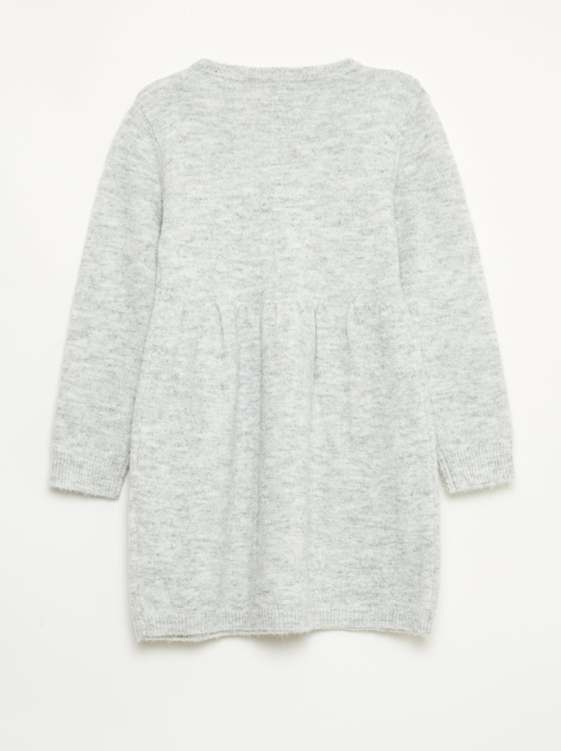 Trui-jurk met ajourbreisel en volants Grijs - Kiabi