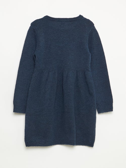 Trui-jurk met ajourgebreide details en volants - Kiabi