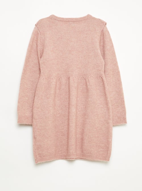 Trui-jurk met ajourgebreide details en volants - Kiabi