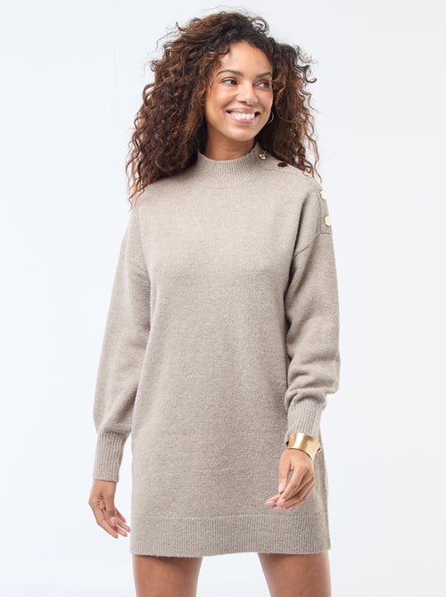 Trui-jurk met fantasieknopen - Kiabi