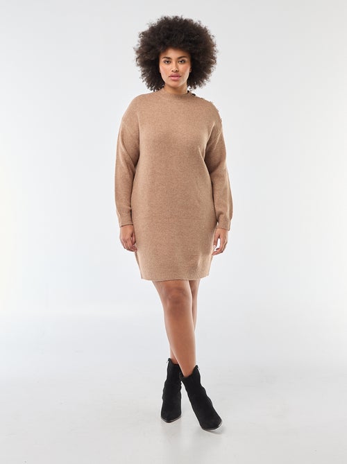 Trui-jurk met fantasieknopen op de schouder - Kiabi