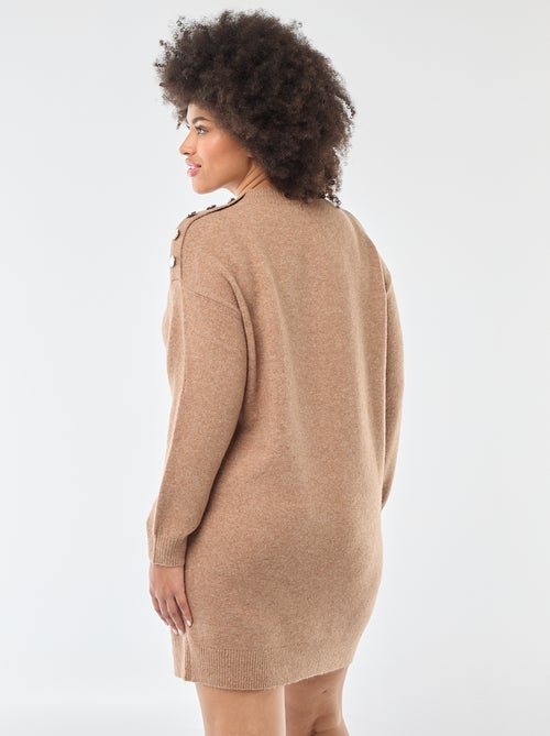 Trui-jurk met fantasieknopen op de schouder - Kiabi