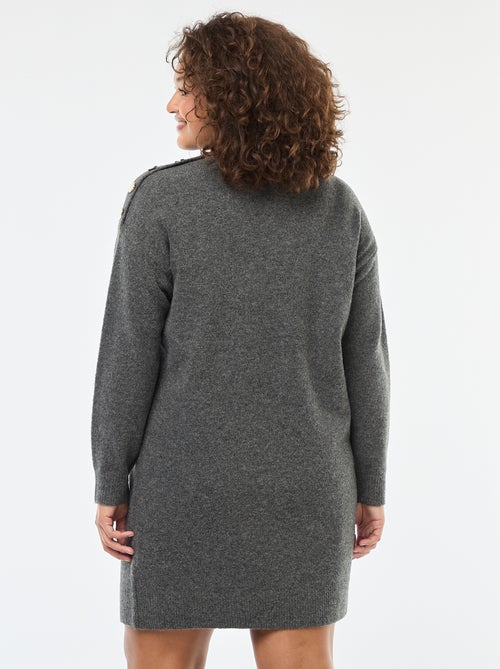 Trui-jurk met fantasieknopen op de schouder - Kiabi