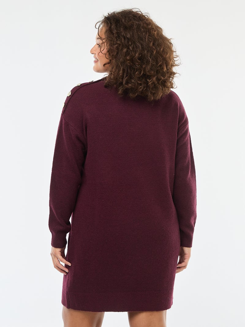 Trui-jurk met fantasieknopen op de schouder Rood - Kiabi