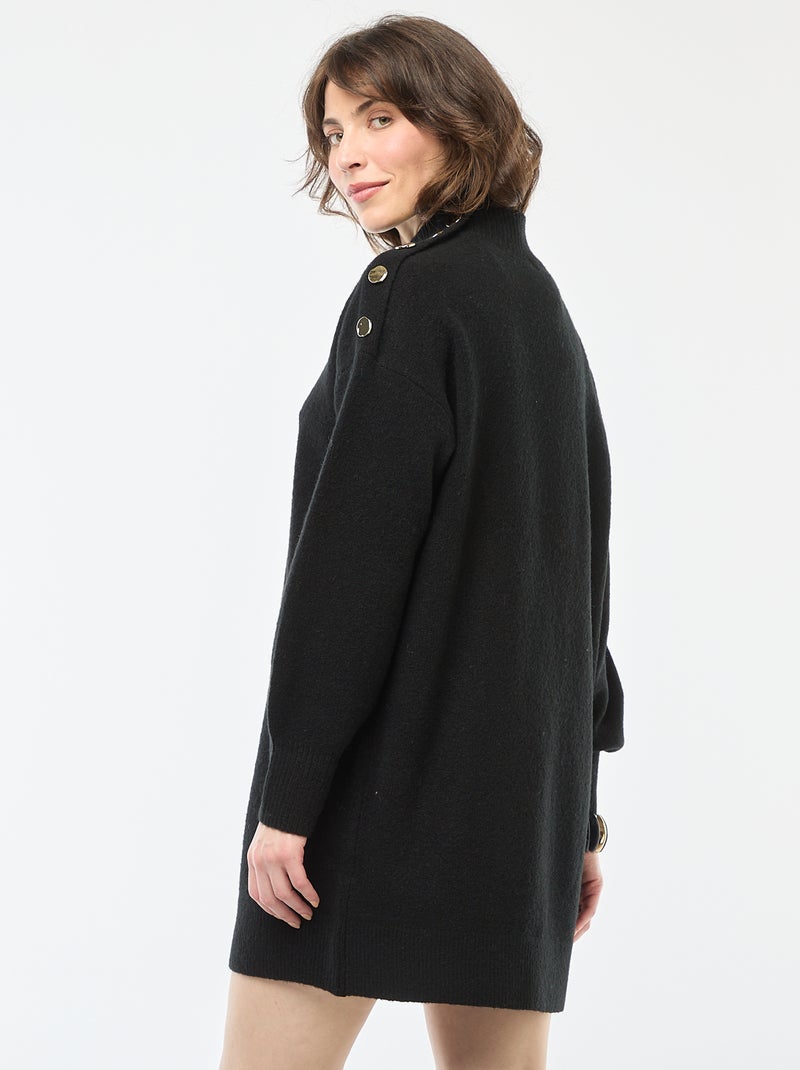 Trui-jurk met fantasieknopen zwart - Kiabi