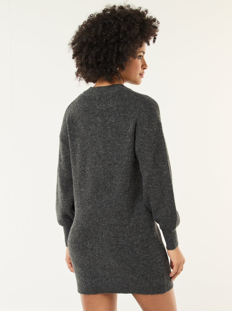 Trui-jurk met goudkleurige knopen Grijs - Kiabi