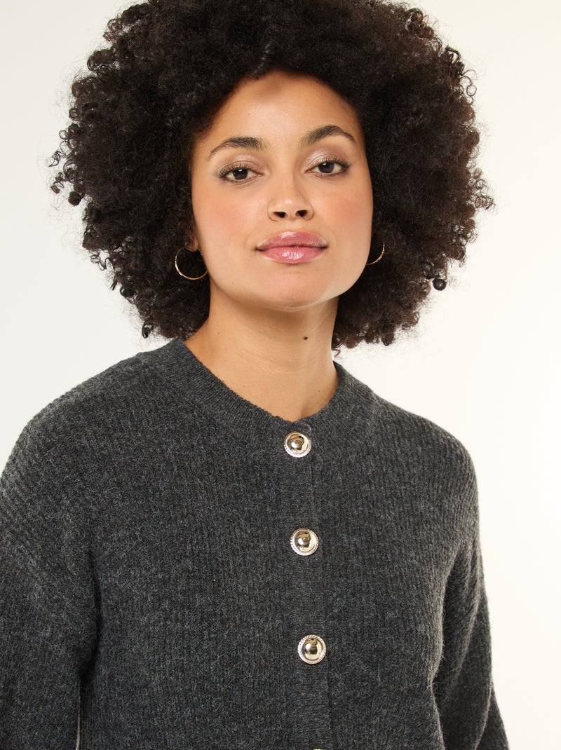 Trui-jurk met goudkleurige knopen Grijs - Kiabi