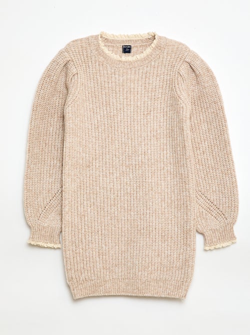 Trui jurk met kanten kraag - Kiabi