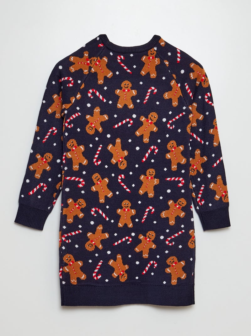 Trui-jurk met kerstmotief BLAUW - Kiabi