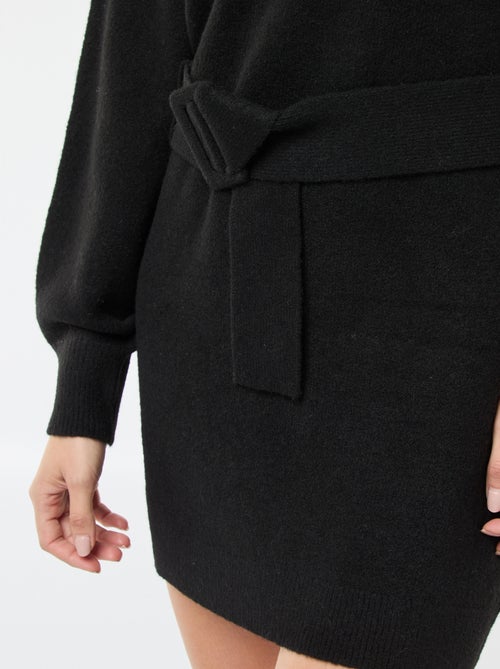 Trui-jurk met lange mouwen en ceintuur - Kiabi