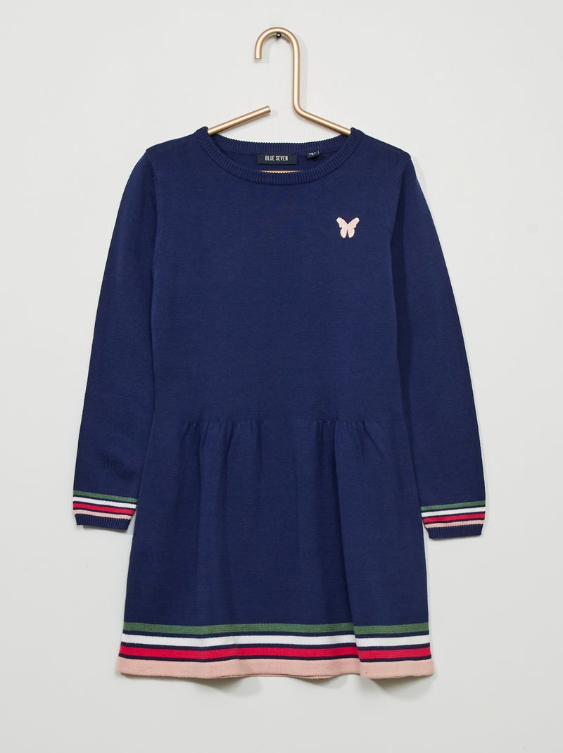 Trui-jurk van dun tricot BLAUW - Kiabi