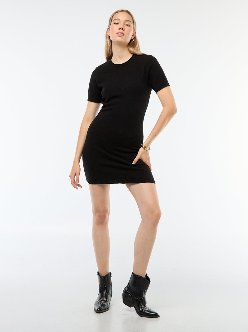 Trui-jurk van zacht tricot zwart - Kiabi