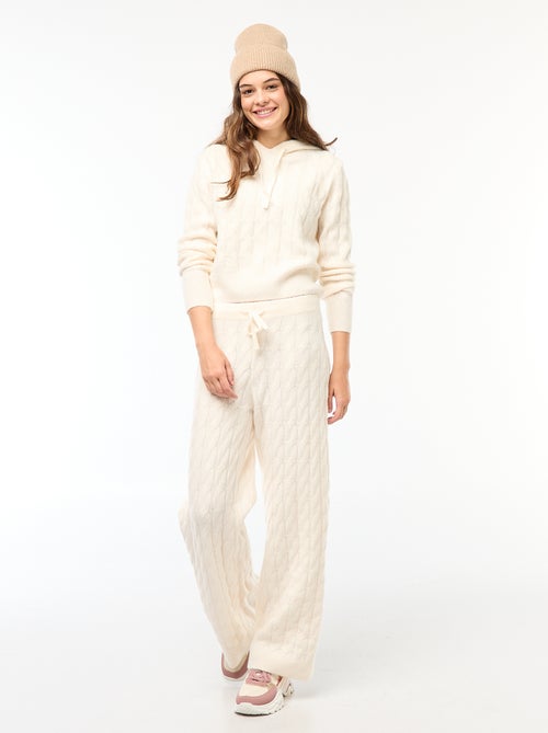 Trui met capuchon en kabelpatroon - Kiabi