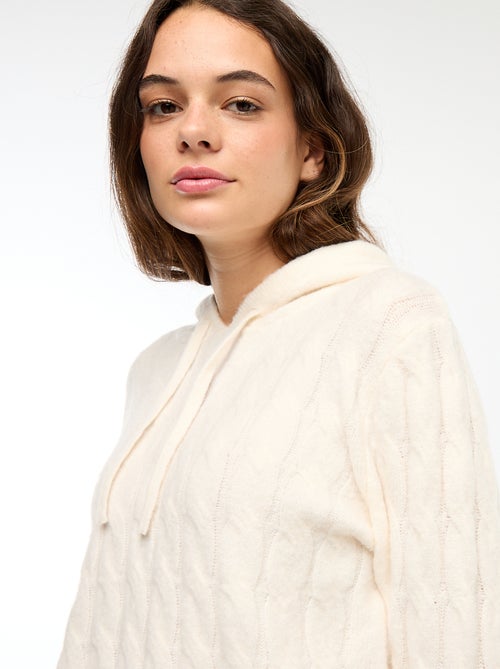 Trui met capuchon en kabelpatroon - Kiabi