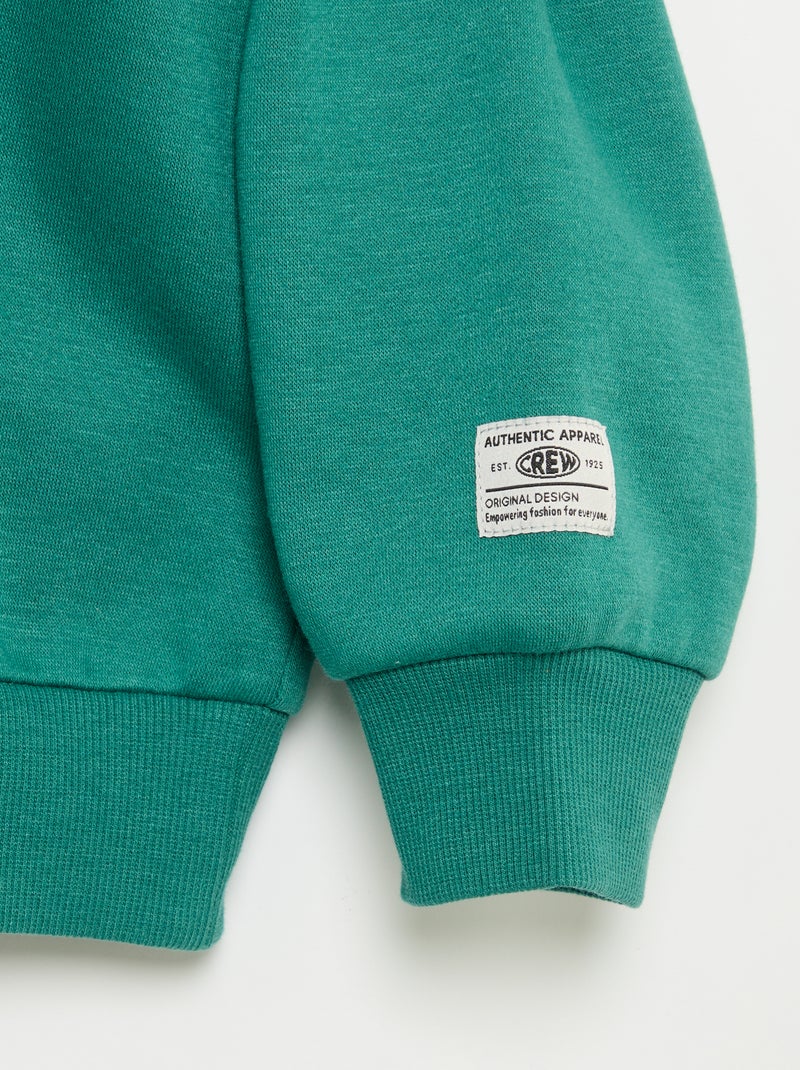 Trui met capuchon en print Groen - Kiabi