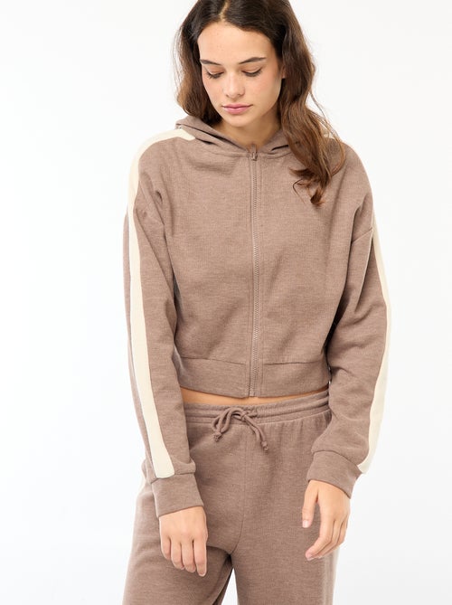 Trui met capuchon en ritsje - Kiabi