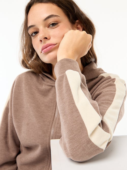 Trui met capuchon en ritsje - Kiabi